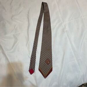 Gianni Balti Classic Stylish Geometric Tie in Red,Gold and Brown 100% Silk